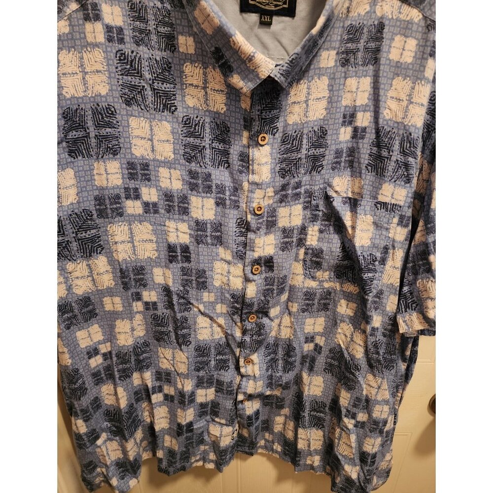 Nat Nast Mens Short Sleeve Button Up Hawaiian Camp Shirt Silk Blend Blue Sz XXL - Picture 7 of 14